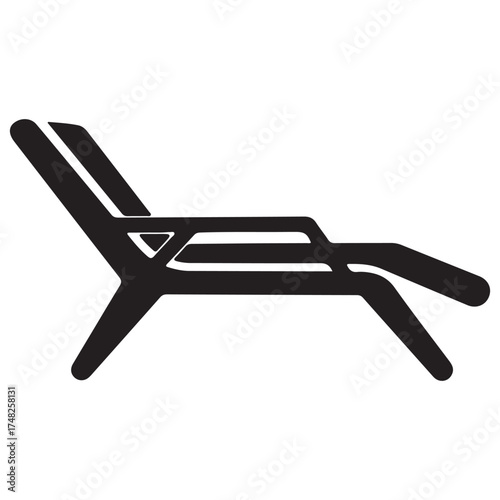 Minimalist Black and White Illustration of a Modern Lounge Chair for Relaxation and Vacation Themes