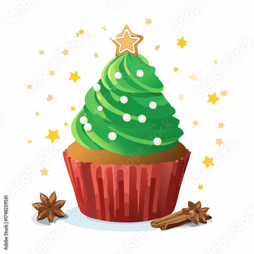 Weihnachts-Cupcakes mit Tannenzapfen und Zimt