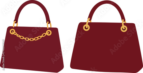 Two stylish handbags silhouette isolated on white background