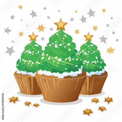 Weihnachts-Cupcakes mit Tannenzapfen und Zimt