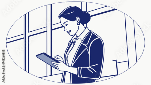 Woman looking at digital device.
