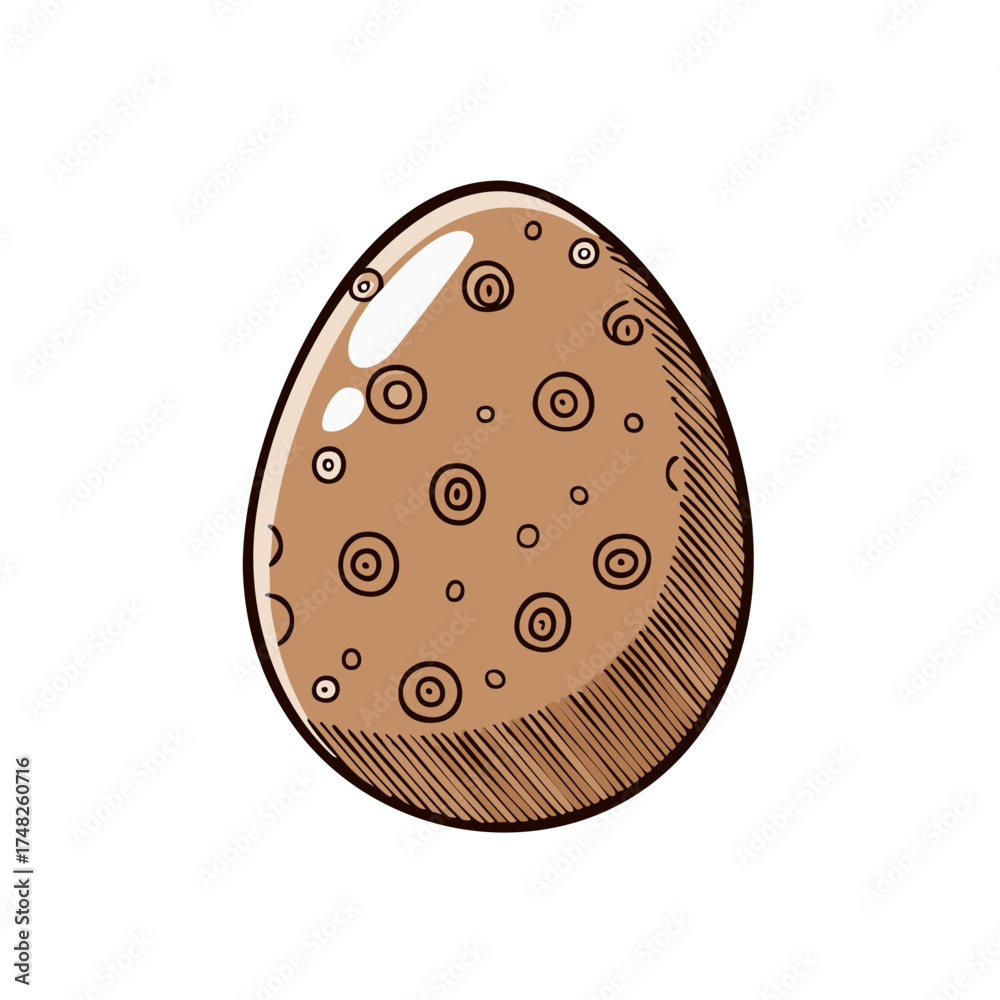 Fototapeta premium Decorated easter egg with polka dot pattern and hatching vector illustration for spring holiday