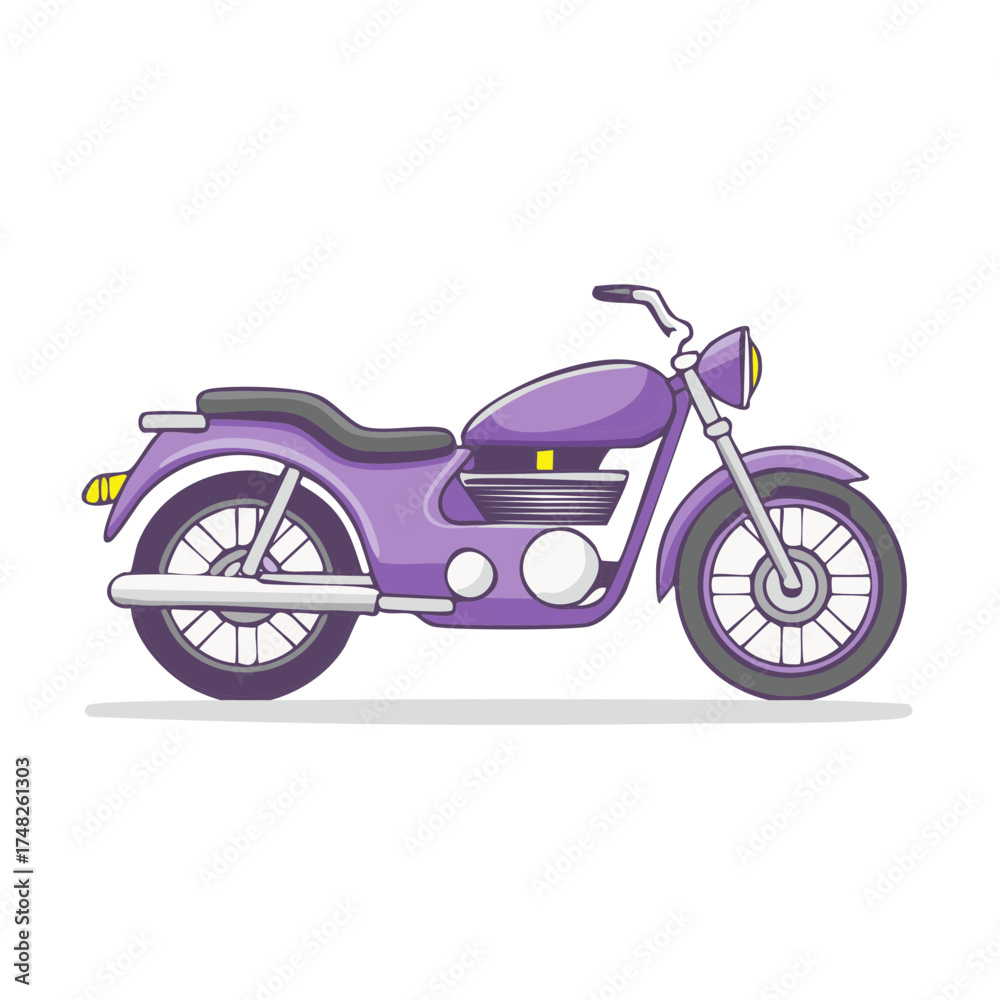Fototapeta premium Vibrant Purple Cruiser Motorcycle Flat Design Vector Illustration