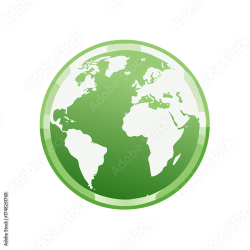 Green Earth Globe World Map: Ecology, Environmentalism, International Business Concept