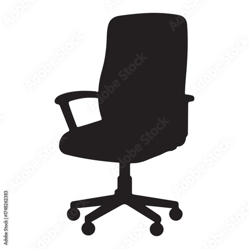 Office Chair Silhouette Isolated on White Background Ergonomic Design and Workplace Comfort for Productive Work Environment