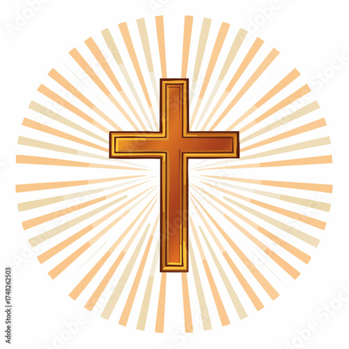 Golden Christian Cross Symbol Radiating Divine Light and Spiritual Significance