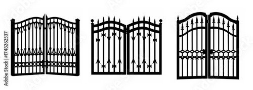 Elegant wrought iron driveway gates with decorative scrolls and finials various styles