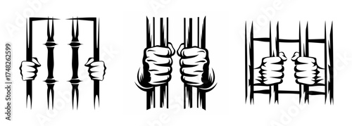 Hands gripping jail bars illustrating confinement despair incarceration freedom longing hope struggle
