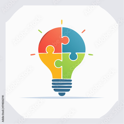 Lightbulb puzzle: concept of creative thinking problem solving and teamwork
