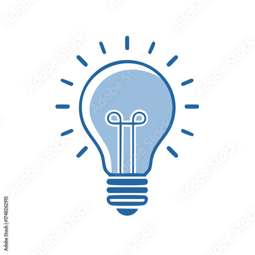 Glowing blue light bulb icon illustration symbolizing a new idea creativity and innovation