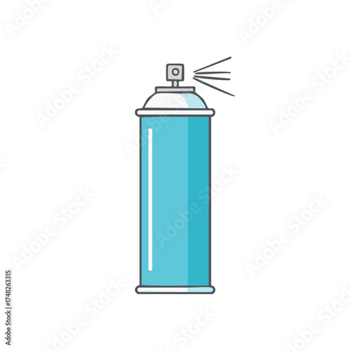 Blue aerosol spray can icon dispensing mist vector illustration