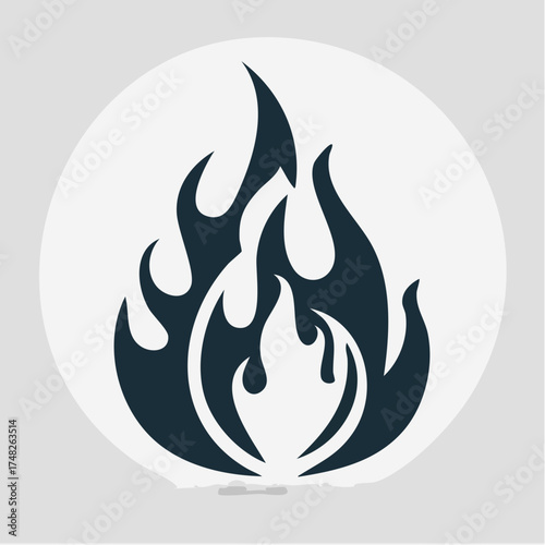 Stylized Fire Icon with Dramatic Flames for Creative Graphic Design Projects