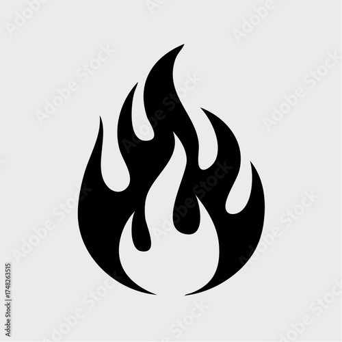 Simple Black and White Fire Flame Icon Design Illustration for Various Purposes
