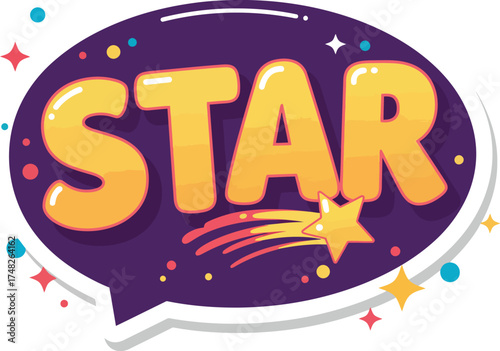 Vibrant Pop Art Vector Burst with 'STAR' Text: Celebrity, Excellence, and Achievement Graphic Design