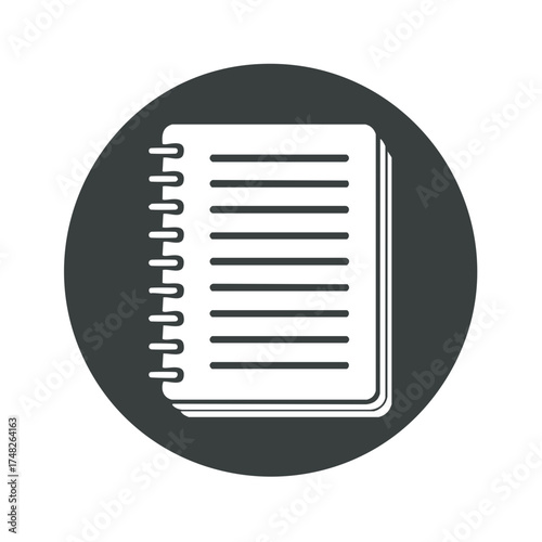 Illustration of notepad with lines in a dark round frame for taking notes