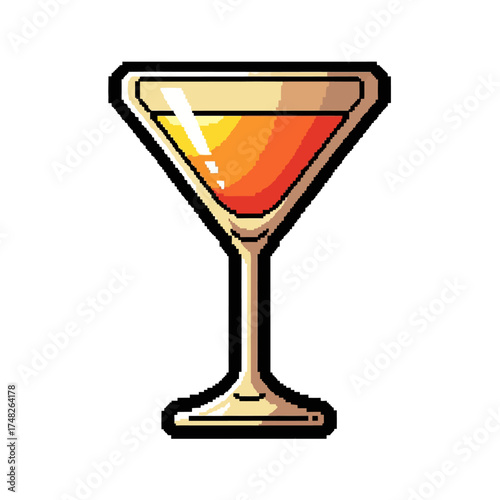 Elegant cocktail glass filled with a vibrant orange liquid, ready to enjoy.