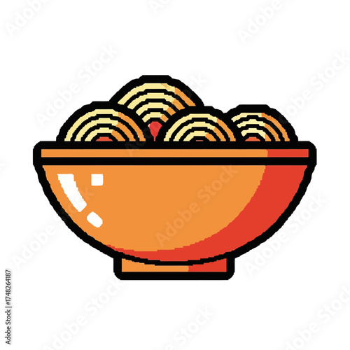 Delicious Bowl of Noodles Minimalist Illustration.