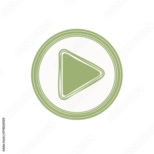 Stylized green play button icon in a circle for media control or starting playback with organic lines