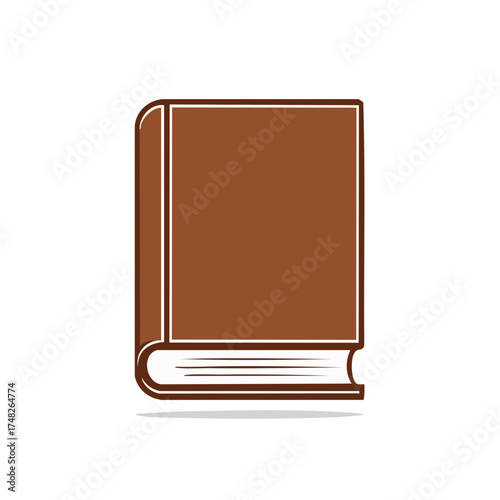 Isolated brown book standing upright, symbolizing knowledge, education, learning, and literature.