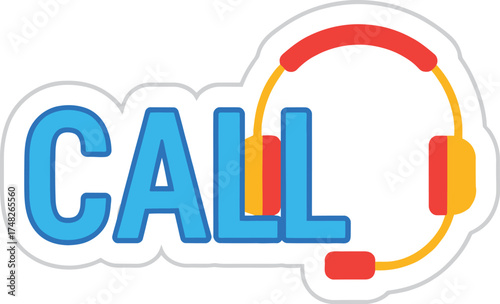 Communication Vector Graphic 'CALL' with a Speech Bubble: Phone, Dialogue, and Contact Concept Illustration