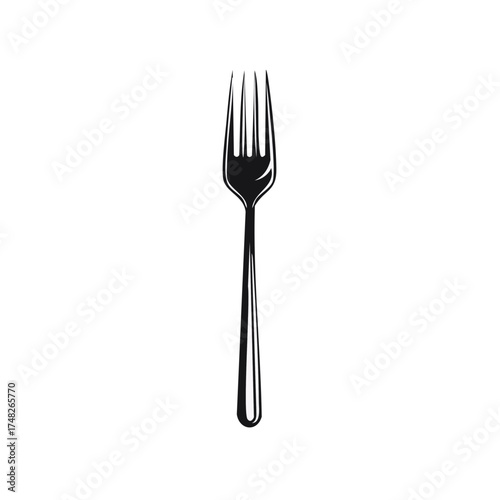 Black silhouette of a classic fork with four tines and a long handle