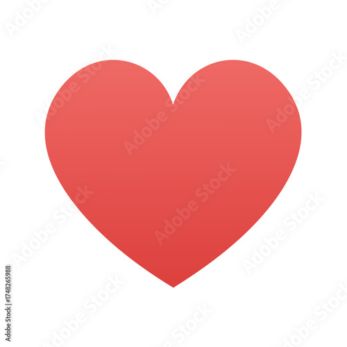 Red heart shape symbol isolated on white background, love and valentine concepts.