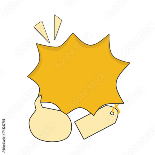 Cartoon Price Tag and Speech Bubble Graphic