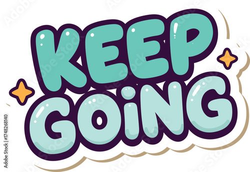 Vibrant Comic Pop Art Style Vector Text 'KEEP GOING': Motivational Quote Graphic for Perseverance, Goals, and Encouragement