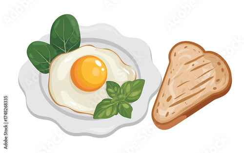 Delicious Fried Egg Breakfast Served with Toast and Fresh Spinach for a Healthy Start to the Day