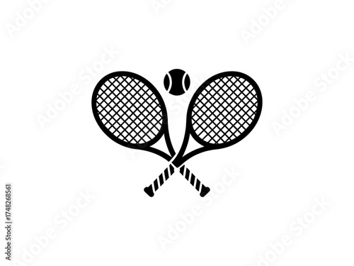 Elegant Tennis Rackets and Ball Graphic Design for Sports Enthusiasts and Athletic Competitions and Branding Logos