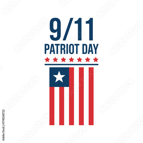 Remembering 9 11 Patriot Day Illustration with American Flag Stripes and Stars for Honoring the Fallen Heroes