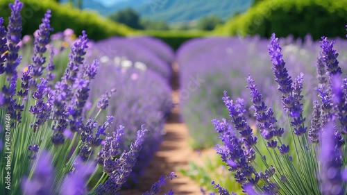 Slow Motion Video of Lavender Blossoms Blooming in a Vibrant Botanical Garden in Provence During Summer