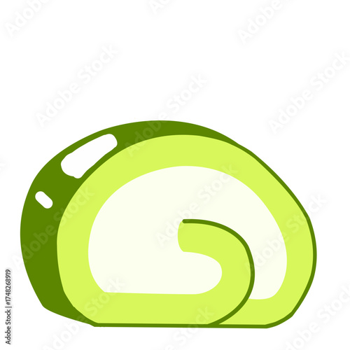Japanese Matcha Roll Cake Vector Illustration
