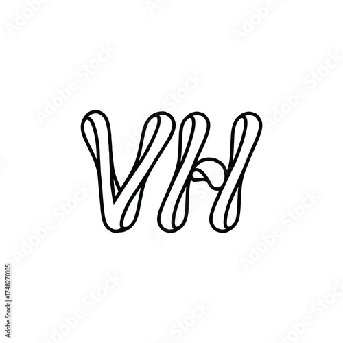 VH monogram logo design letter text name symbol monochrome logotype alphabet character simple logo