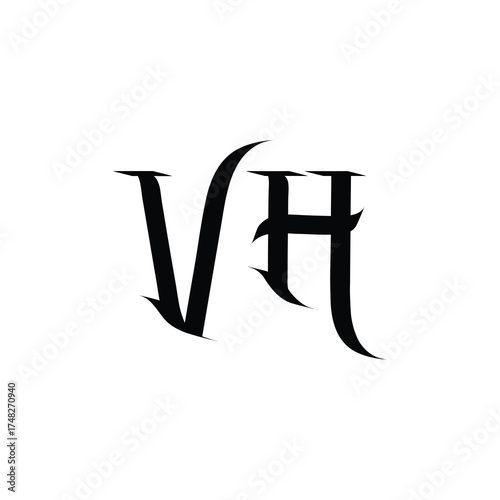 VH monogram logo design letter text name symbol monochrome logotype alphabet character simple logo