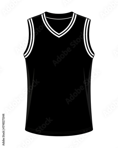 Sleek black basketball jersey with white trim for athletes and fans versatile sports apparel