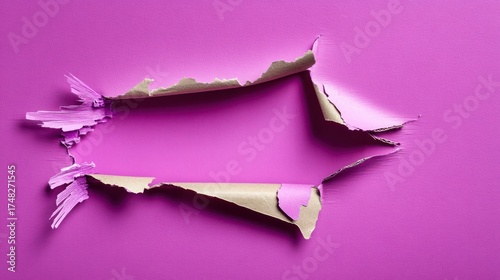 Ripped paper with a vibrant background.
