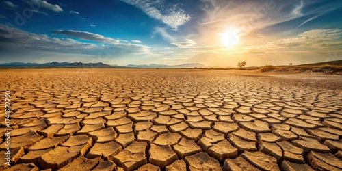 Dried out landscape with cracked earth