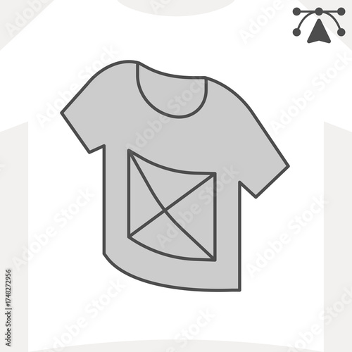 T-shirt with space for picture isometric icon, business souvenir concept. Vector graphics. Polygraphy sign and editable stroke, outline style icon for mobile or web design.
