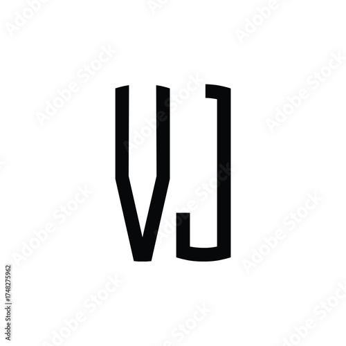 VJ monogram logo design letter text name symbol monochrome logotype alphabet character simple logo