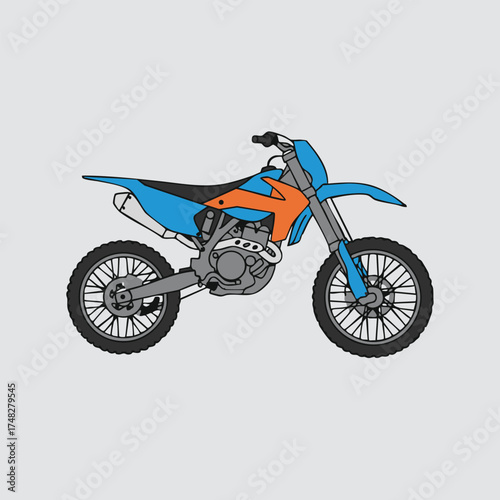 Dirt bike vector side view illustration in flat minimalist style