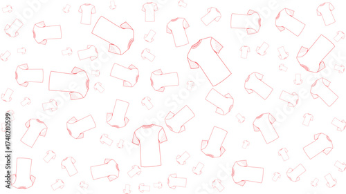 Seamless Hand-Drawn T-Shirt Pattern in Red Line Art Style