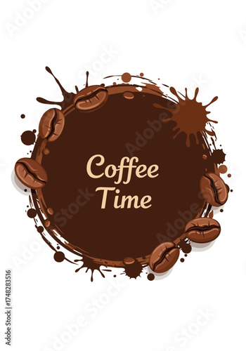A delightful coffee time with freshly roasted coffee beans and a splash of chocolate.