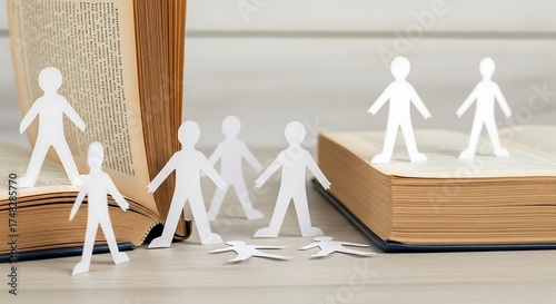 Illustration Of Paper Cutouts Next To Old Book Pages Imagination