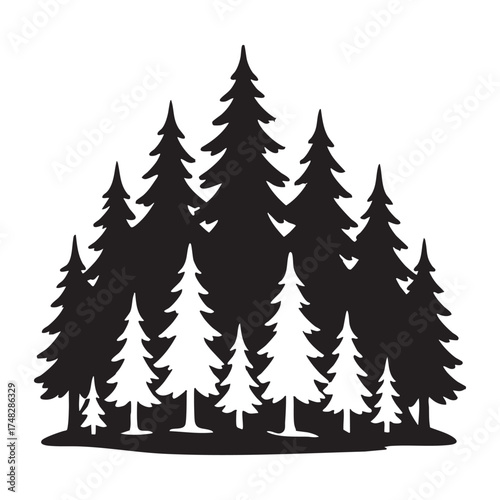 forestry silhouette, forest black