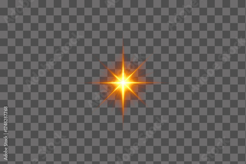 Fiery glowing star explosion with radiant flare burst energy effect isolated transparent background PNG