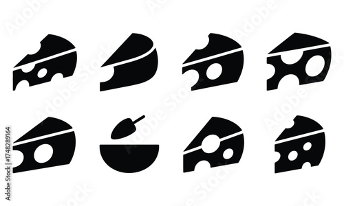 Cheese icon set vector illustration of cheese wedges in various styles