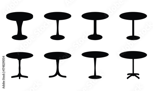 Round Table Silhouette Collection Minimalist Furniture Design Isolated on White