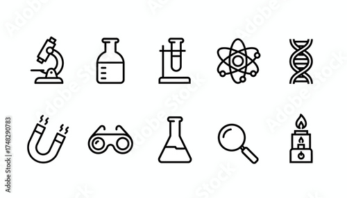 Science & Lab Line Icons Set.