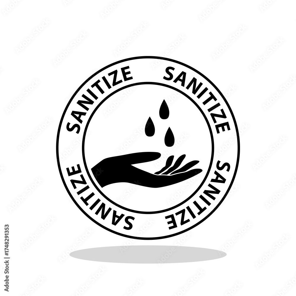 Obraz premium Sanitize hands icon with shadow
